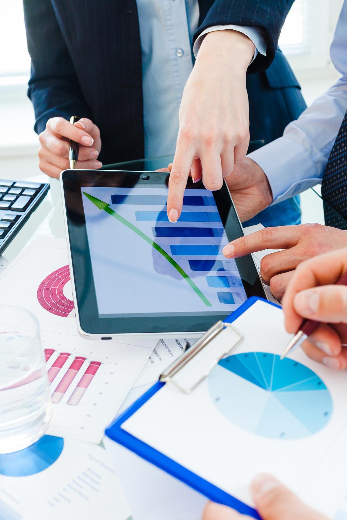 Real-time business analytics dashboard on tablet